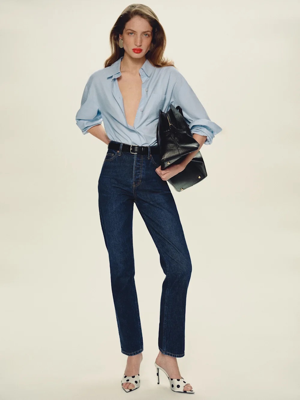 Reformation Cynthia High Rise Straight Long Jeans Size 31 Dark Wash